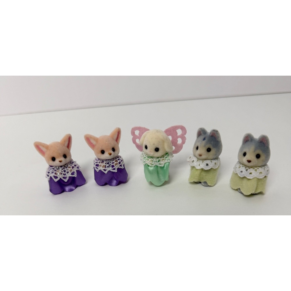 Sylvanian Families Calico Critters Baby Figures Lot of 5 Fox Husky Lamb Fairy